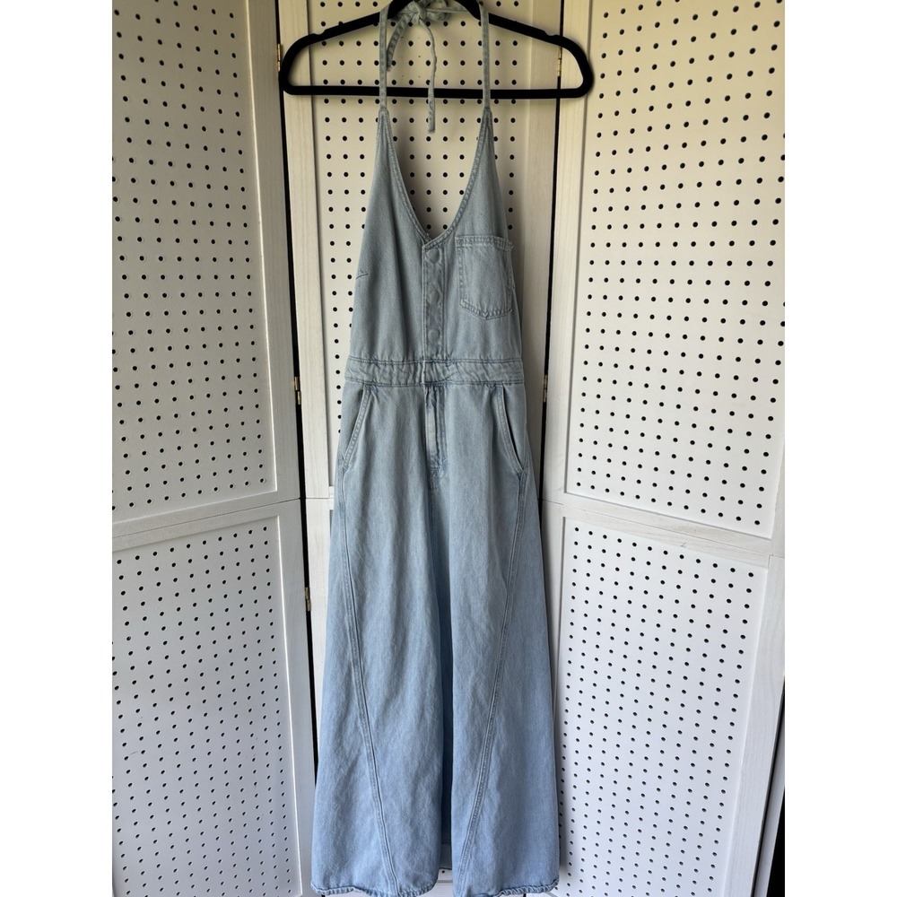 Universal Thread Denim Blue Halter Maxi Dress